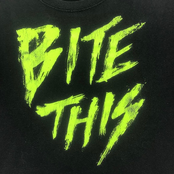 Bite This Graphic T-Shirt Black Neon Green Short Sleeve Reebok Men's Size XL - Picture 1 of 10